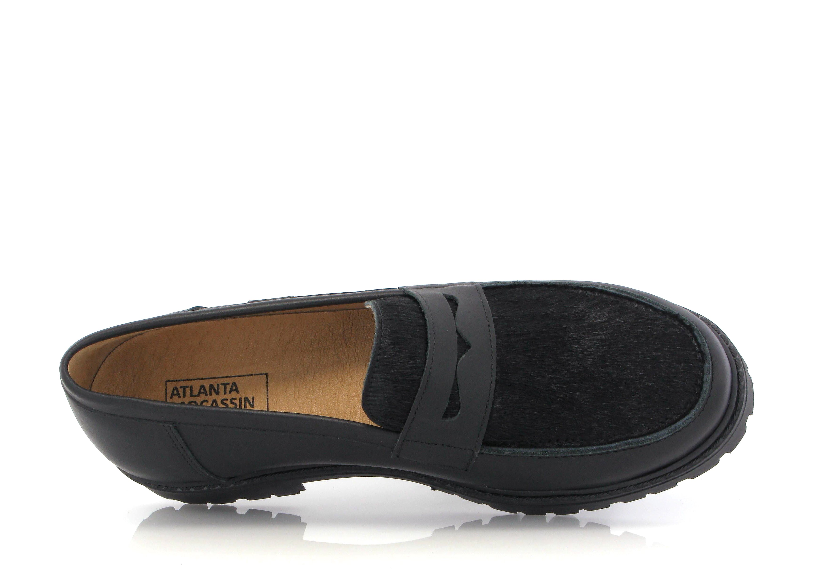 Atlanta Mocassin Black Pony Chunky Penny Loafer