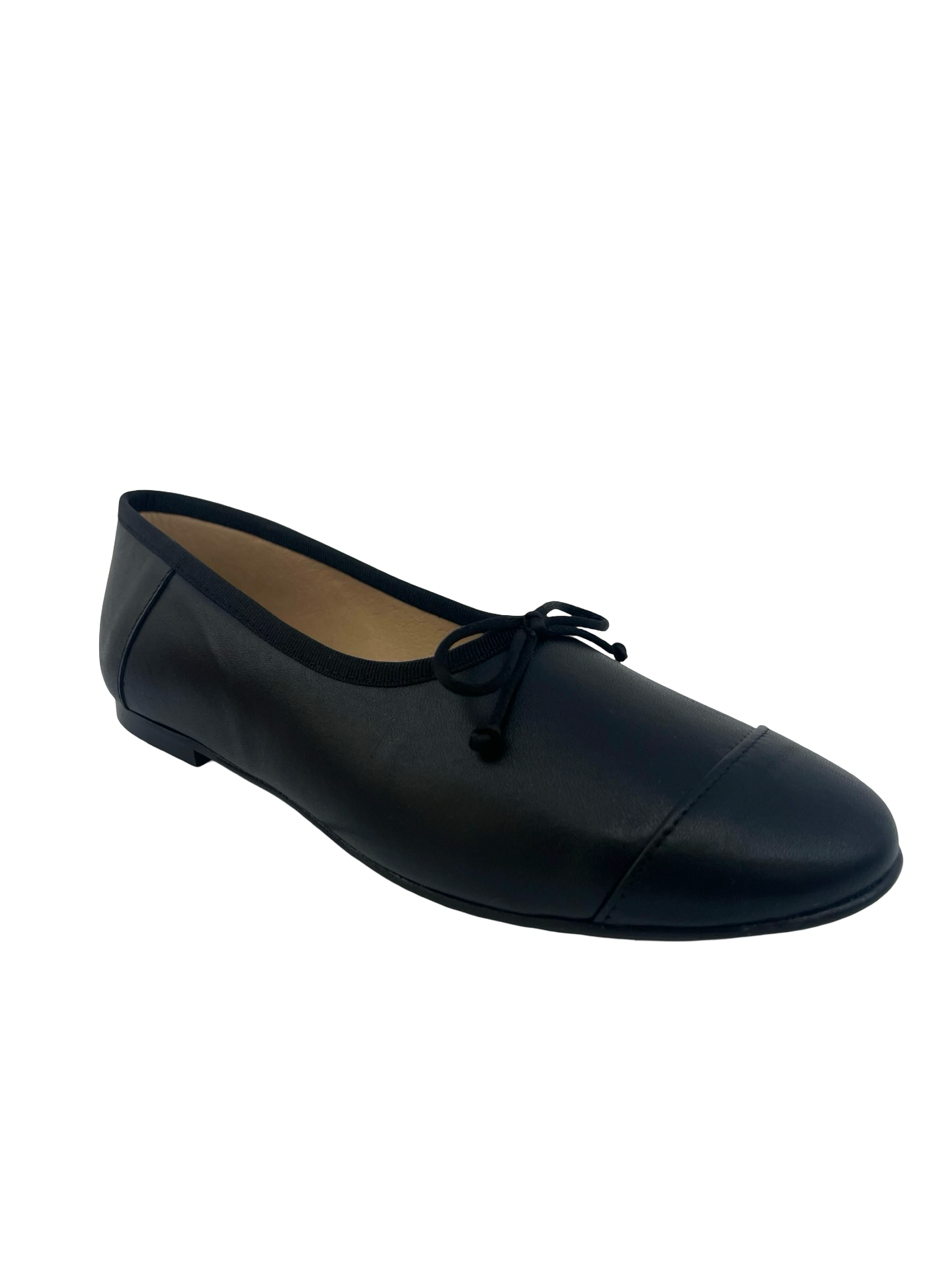 Maria Catalan Black Ballet Cap Toe Flat