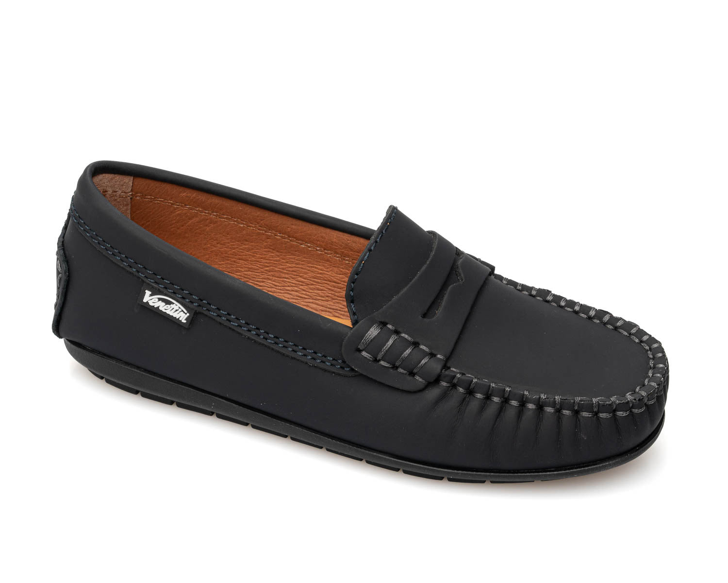 Venettini Black Gum Penny Loafer- Reese