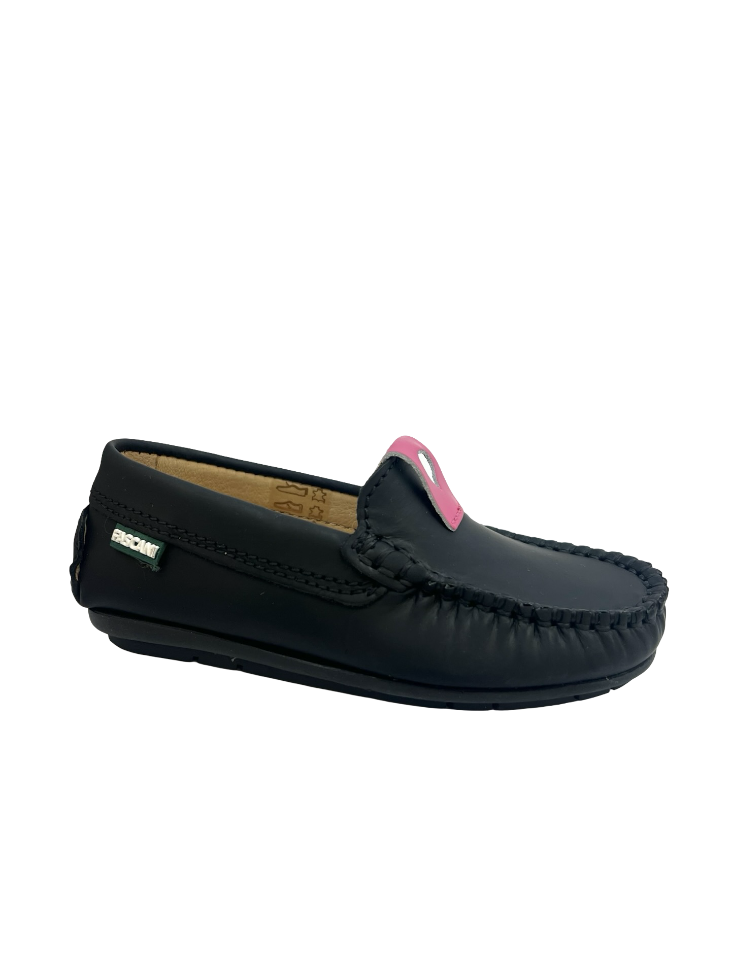 Fascani Black Loafer with Fuchsia Heart Tag