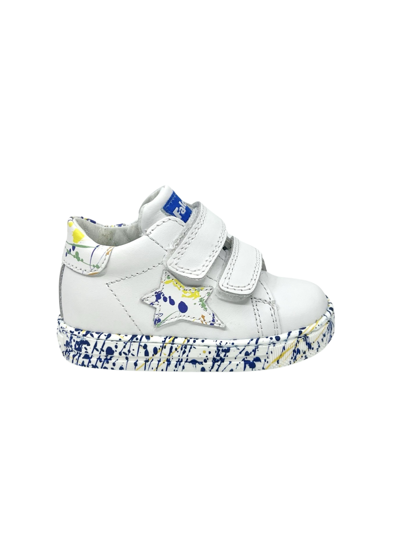 Falcotto White Velcro Baby Sneaker with Graffiti Print - Sasha