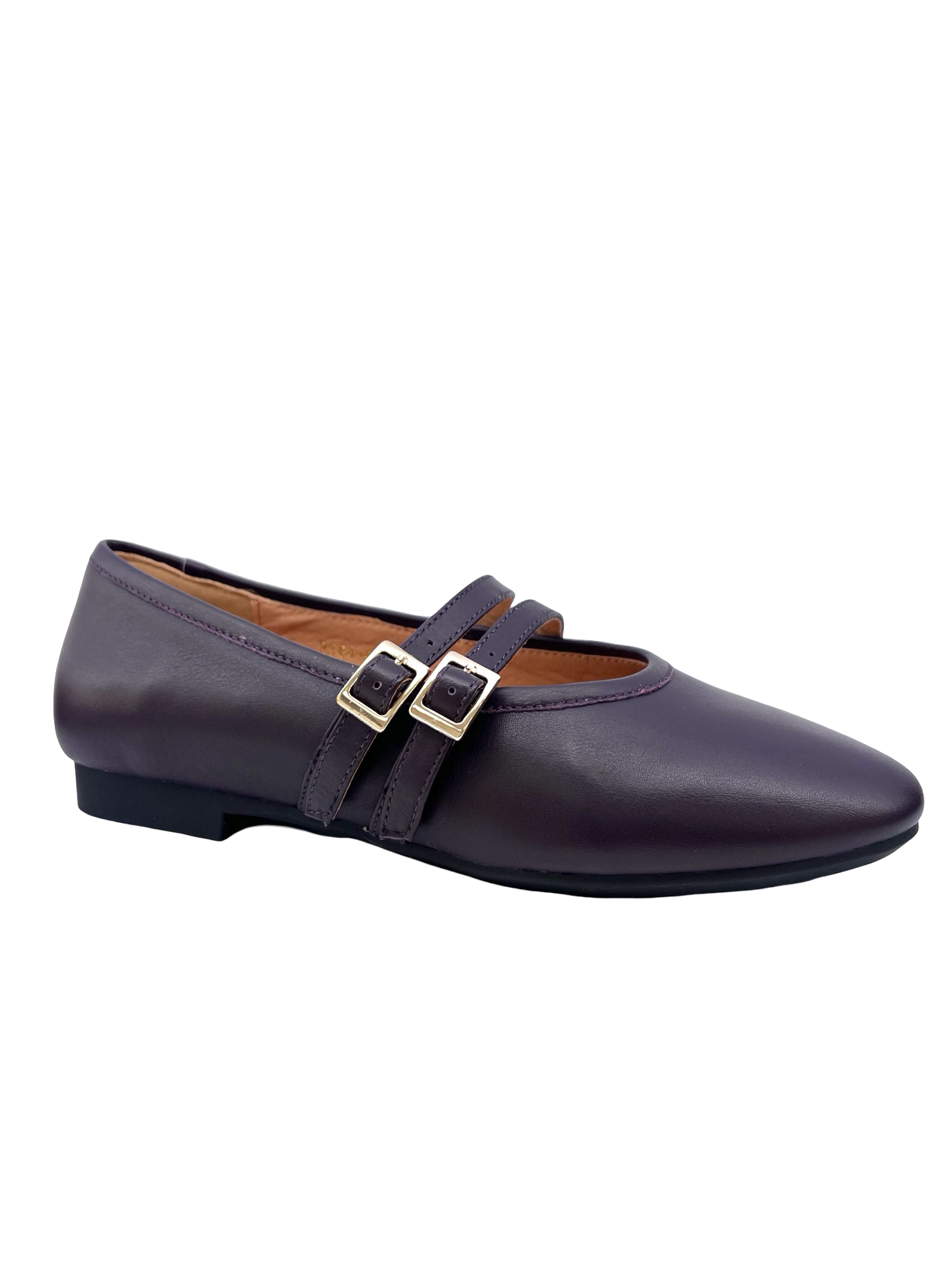 Gigi Bordeaux Double Buckle Flat