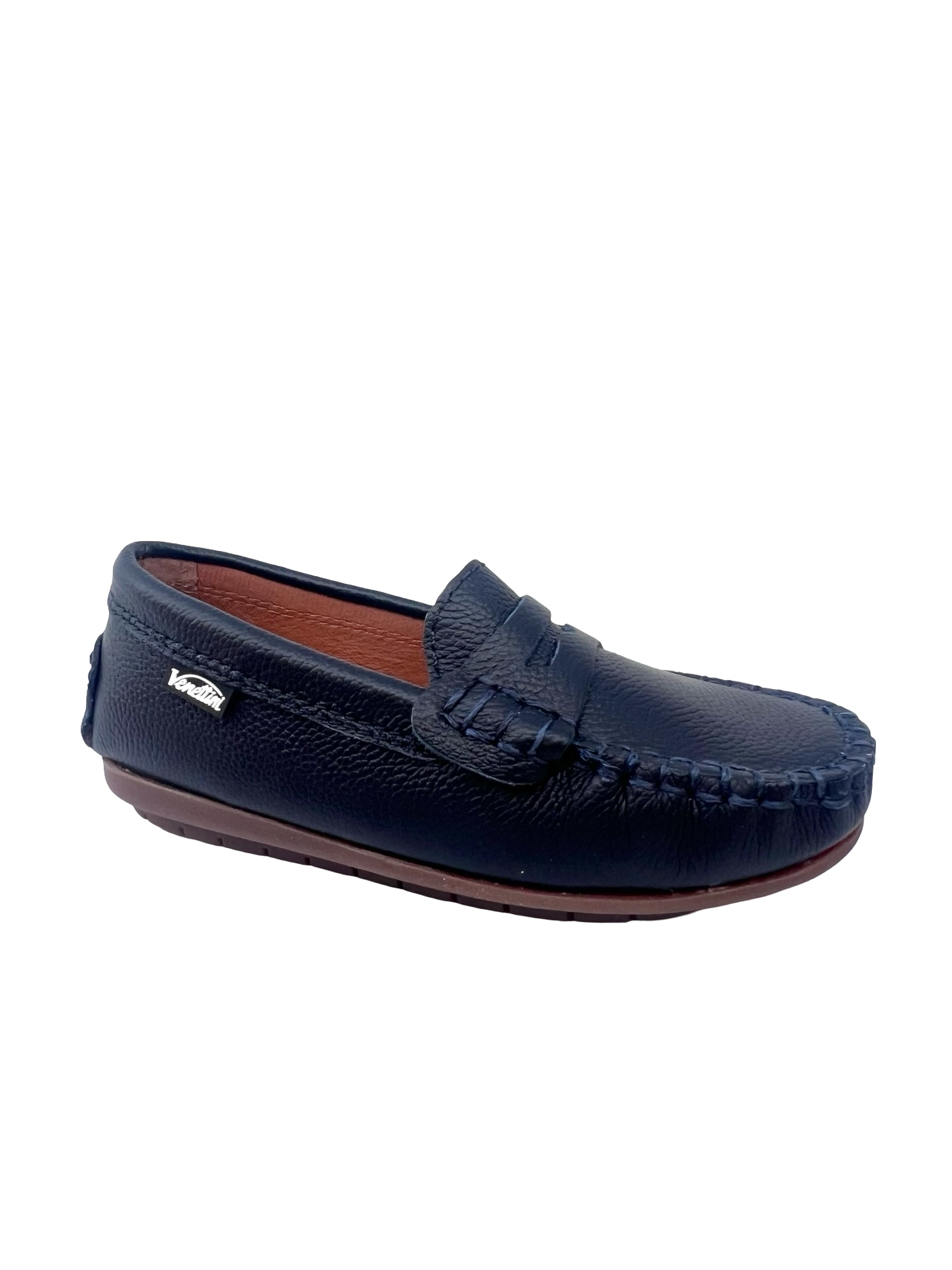 Venettini Navy Pebbled Penny Loafer   32