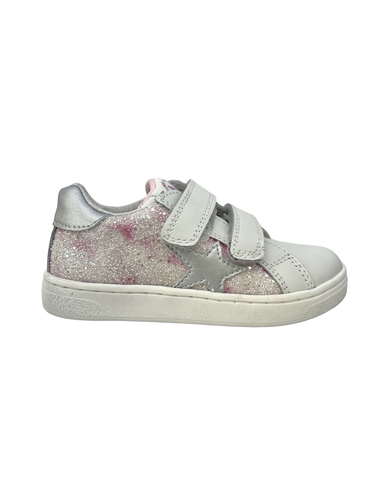 Naturino White Pink Glitter Silver Sneaker - Pinn
