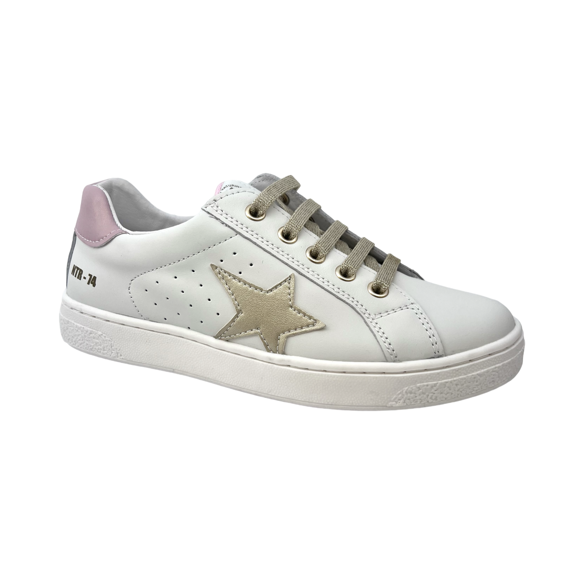 Naturino Platinum Laced Star Zip Sneaker- Pinn