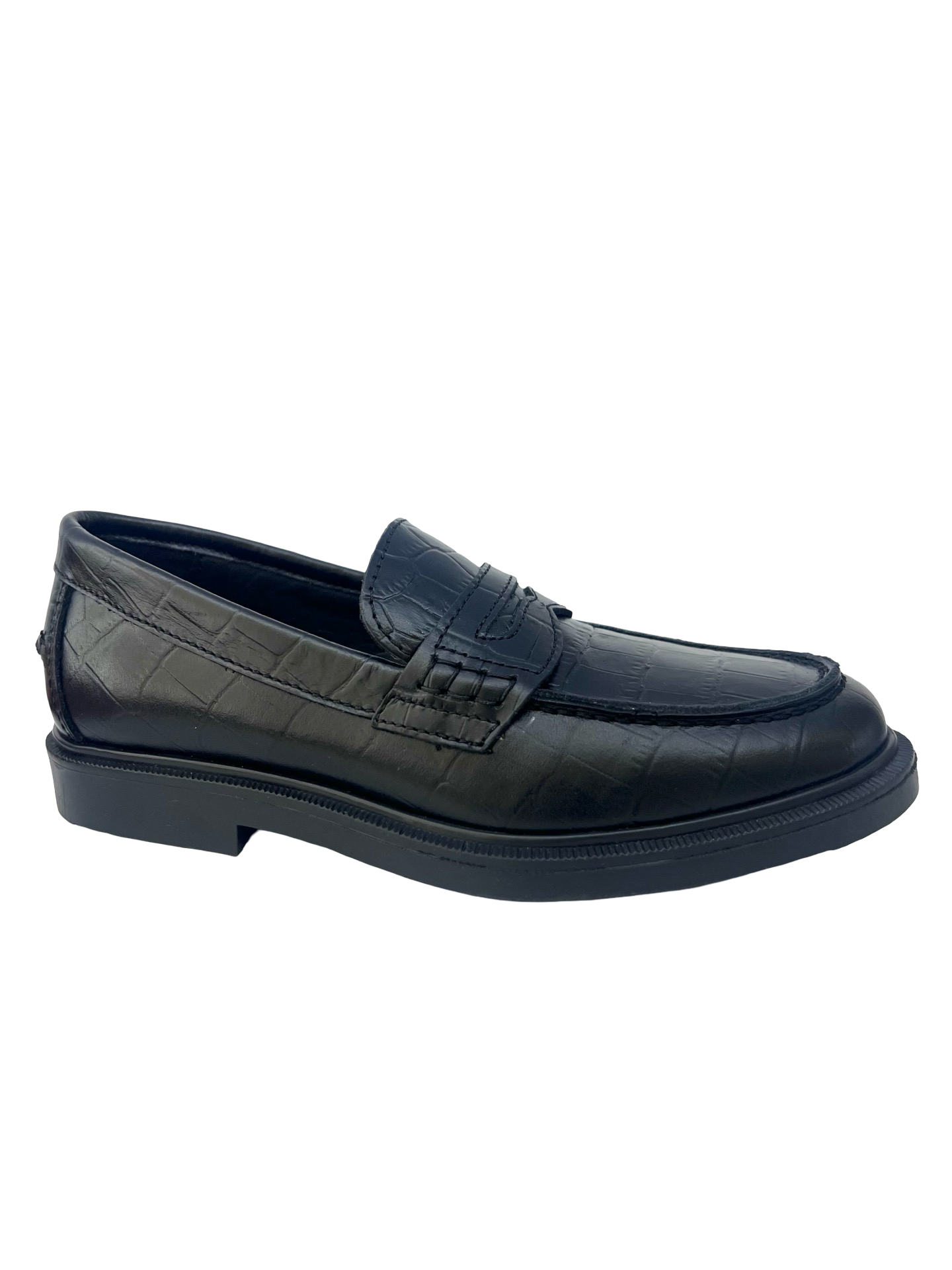 Blublock Black Croc Penny Loafer
