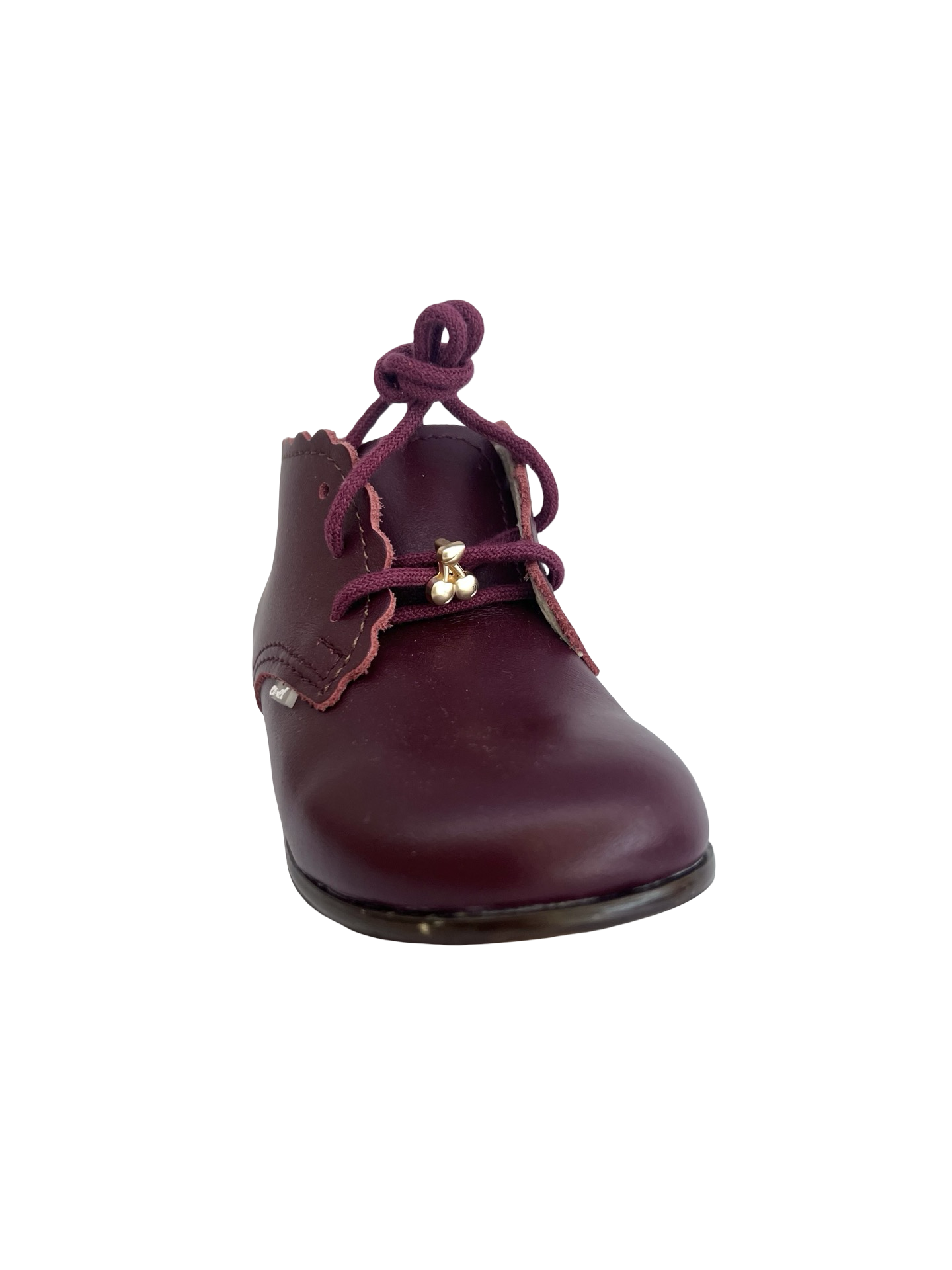 Emel Burgundy Scalloped Baby Shoe