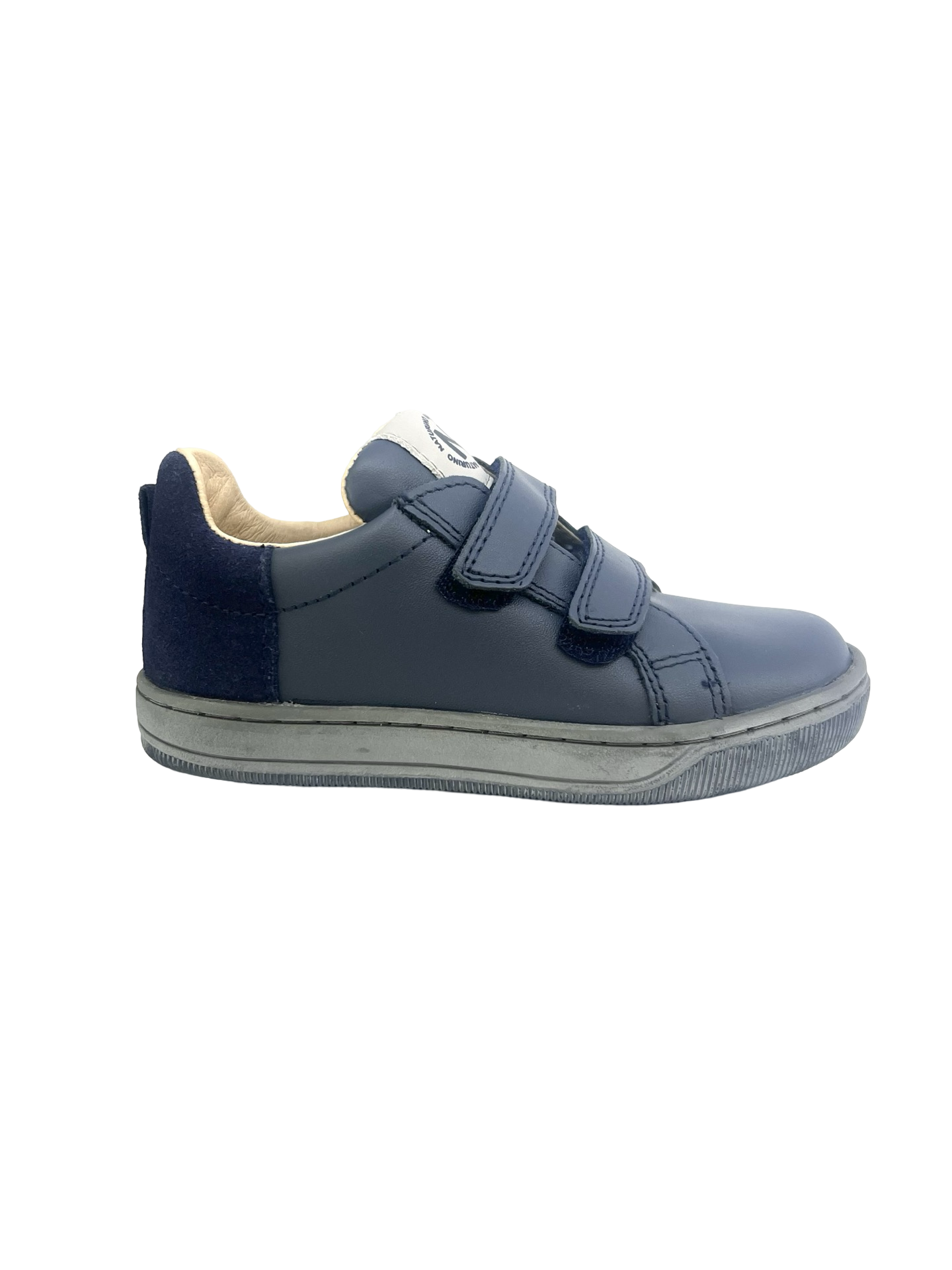 Naturino Navy Double Velcro Sneaker with Suede Back Caleb