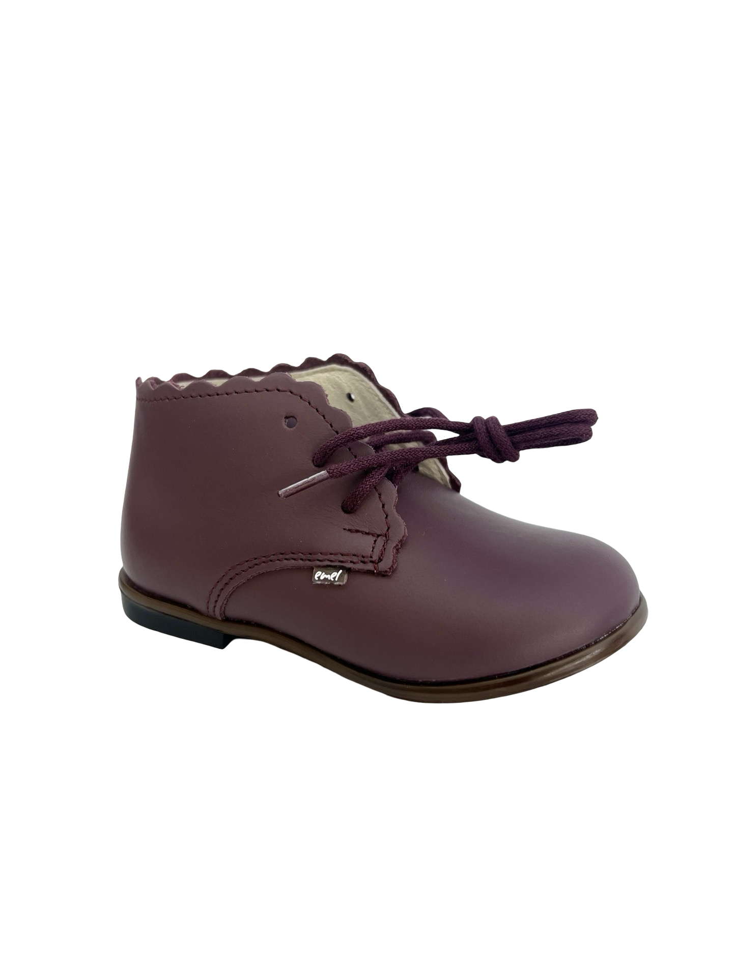 Emel Plum Scalloped Baby Bootie