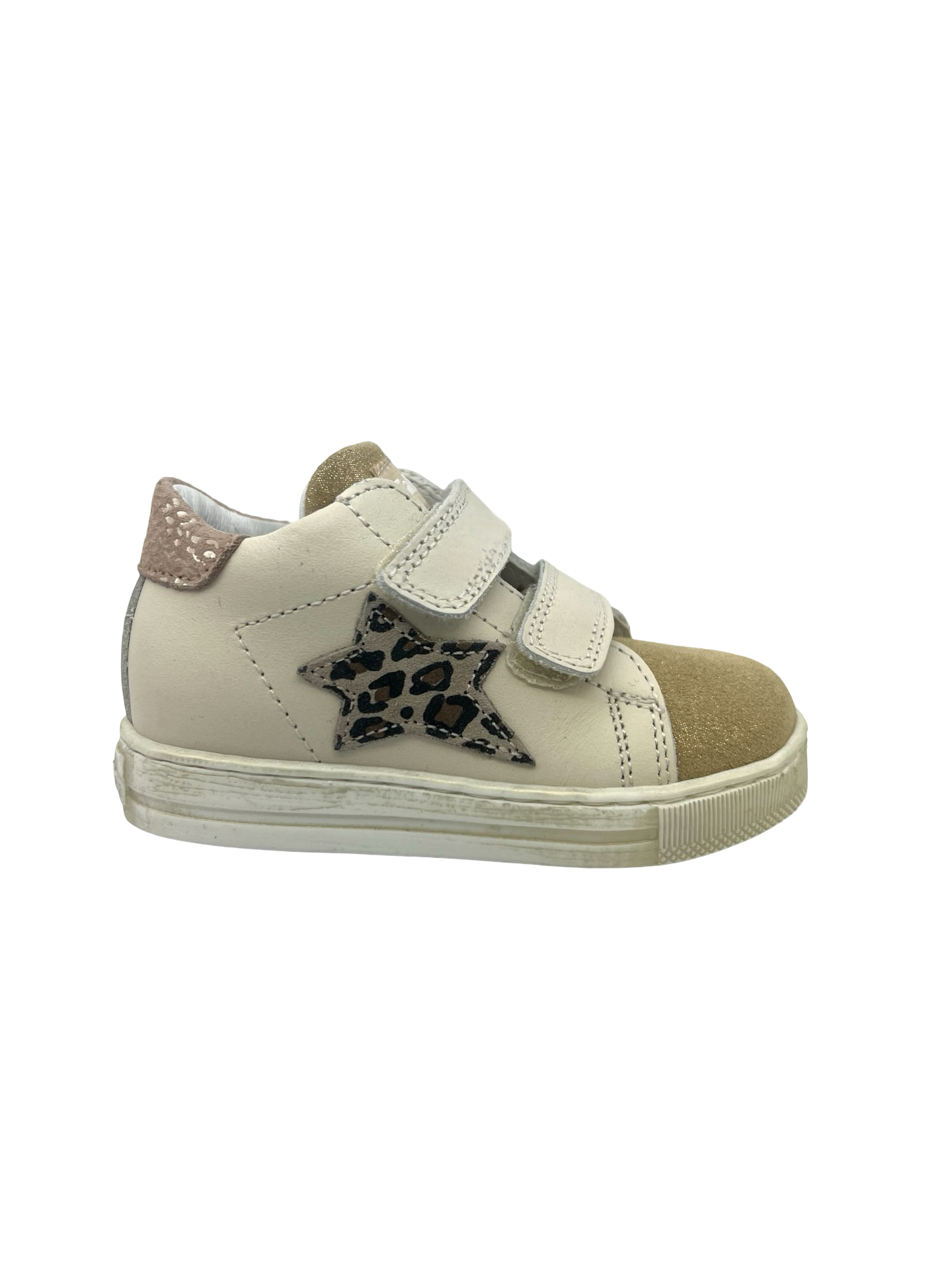 Falcotto Milk Glitter leopard star Double Velcro Star Sneaker- Sasha