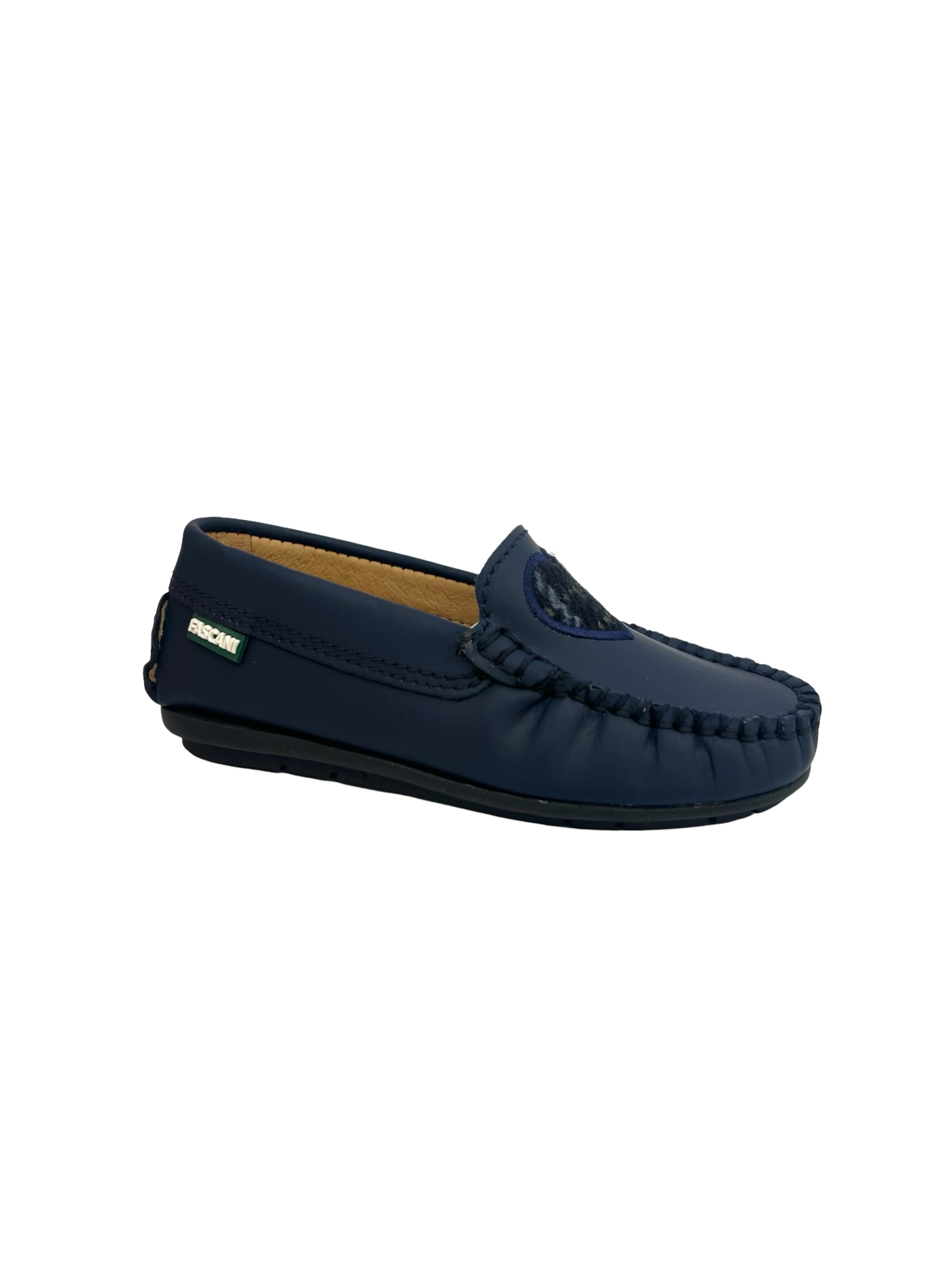 Fascani Navy Gum Loafer with Plaid Heart