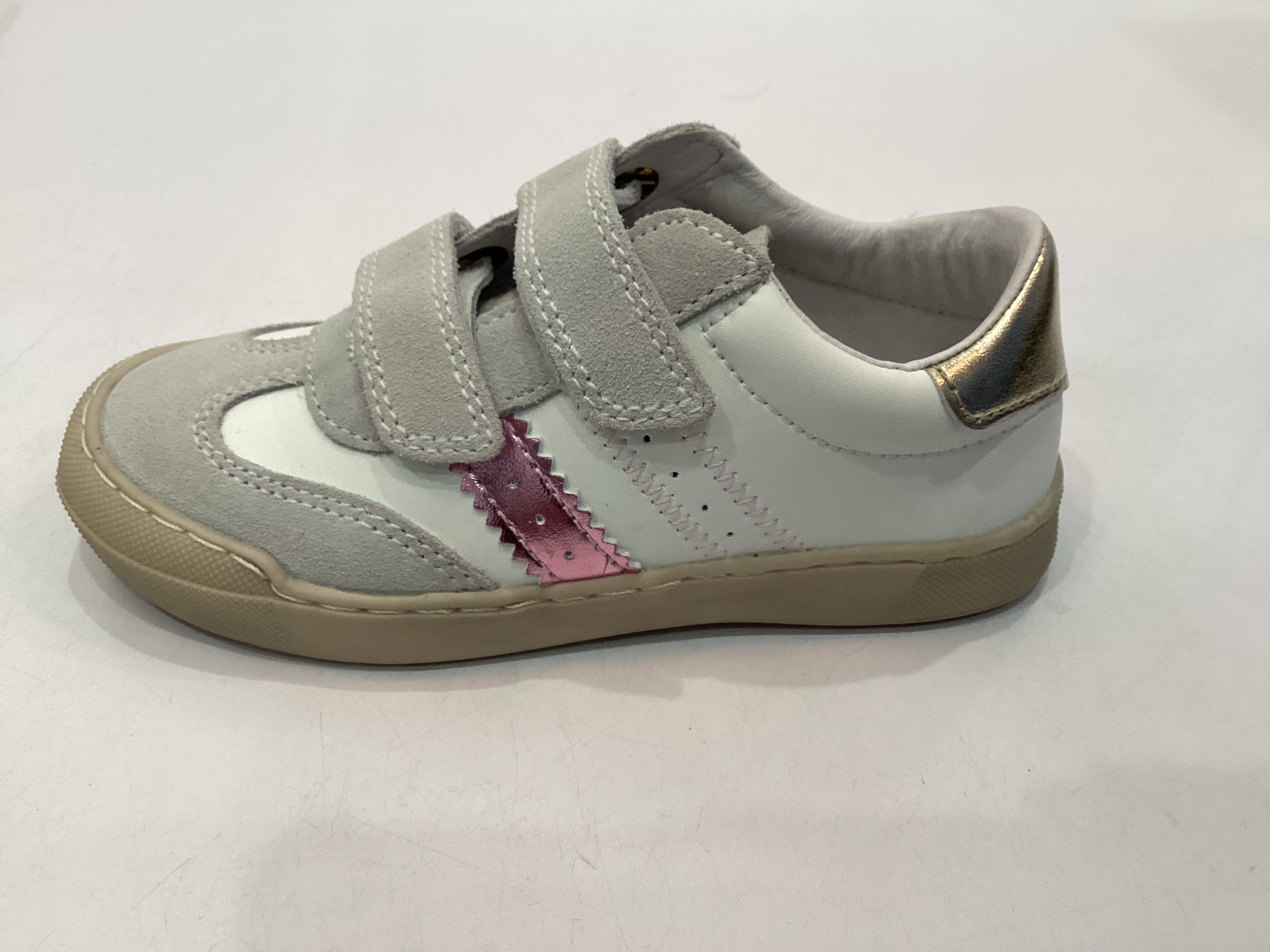 NATURINO RIBY VL. SUEDE/CALF/METALLIC WHITE-PINK-PLATINUM