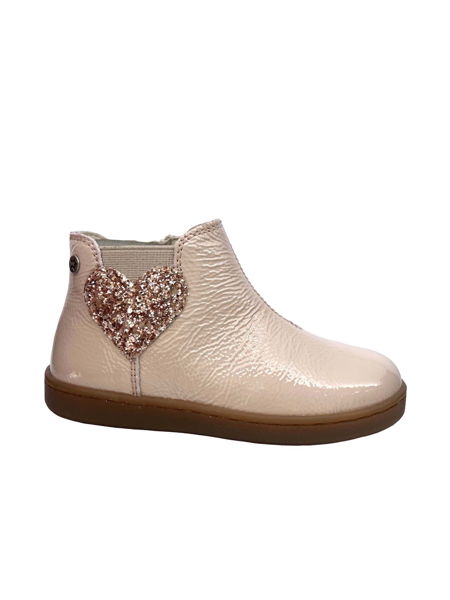 Naturino Soft Rose Patent Bootie With Heart - Glarny