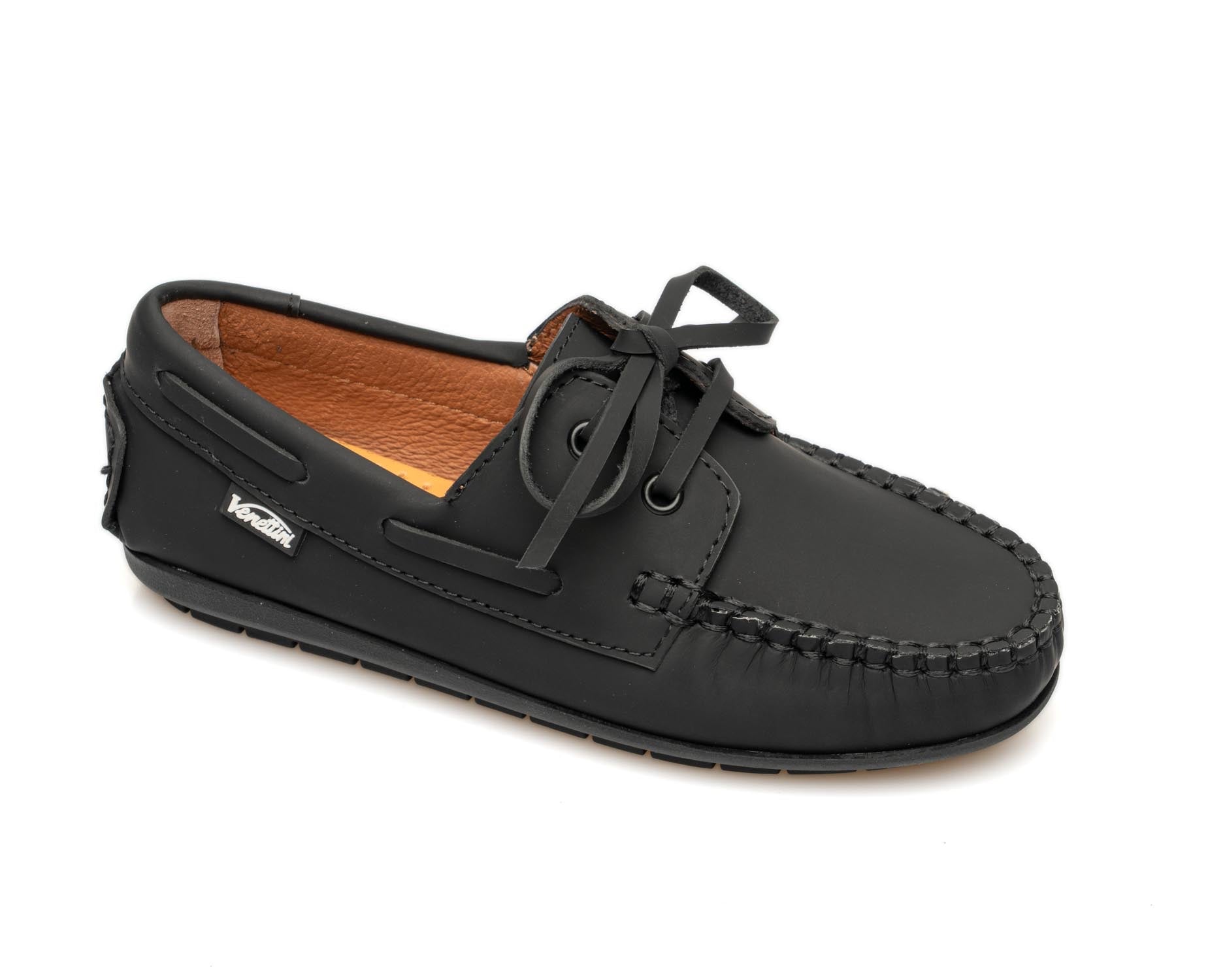 Venettini Black Gum Boat Shoe