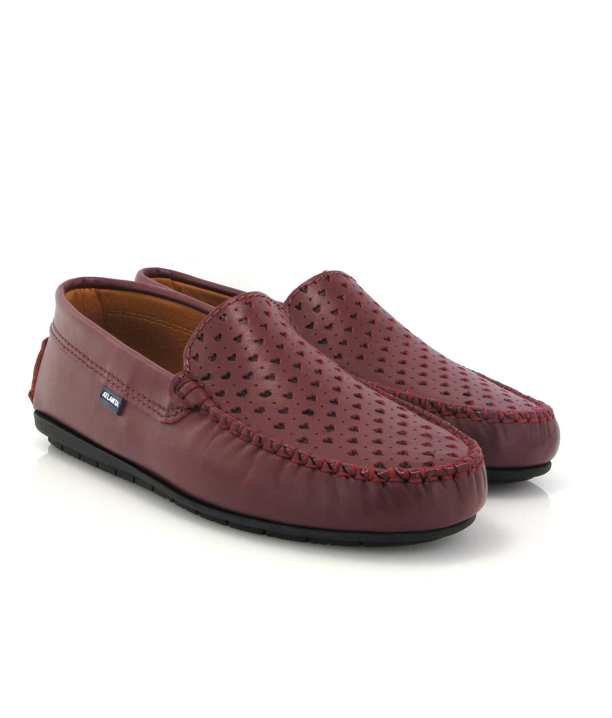 Atlanta Mocassin Bordeaux Loafer with Hearts Perf