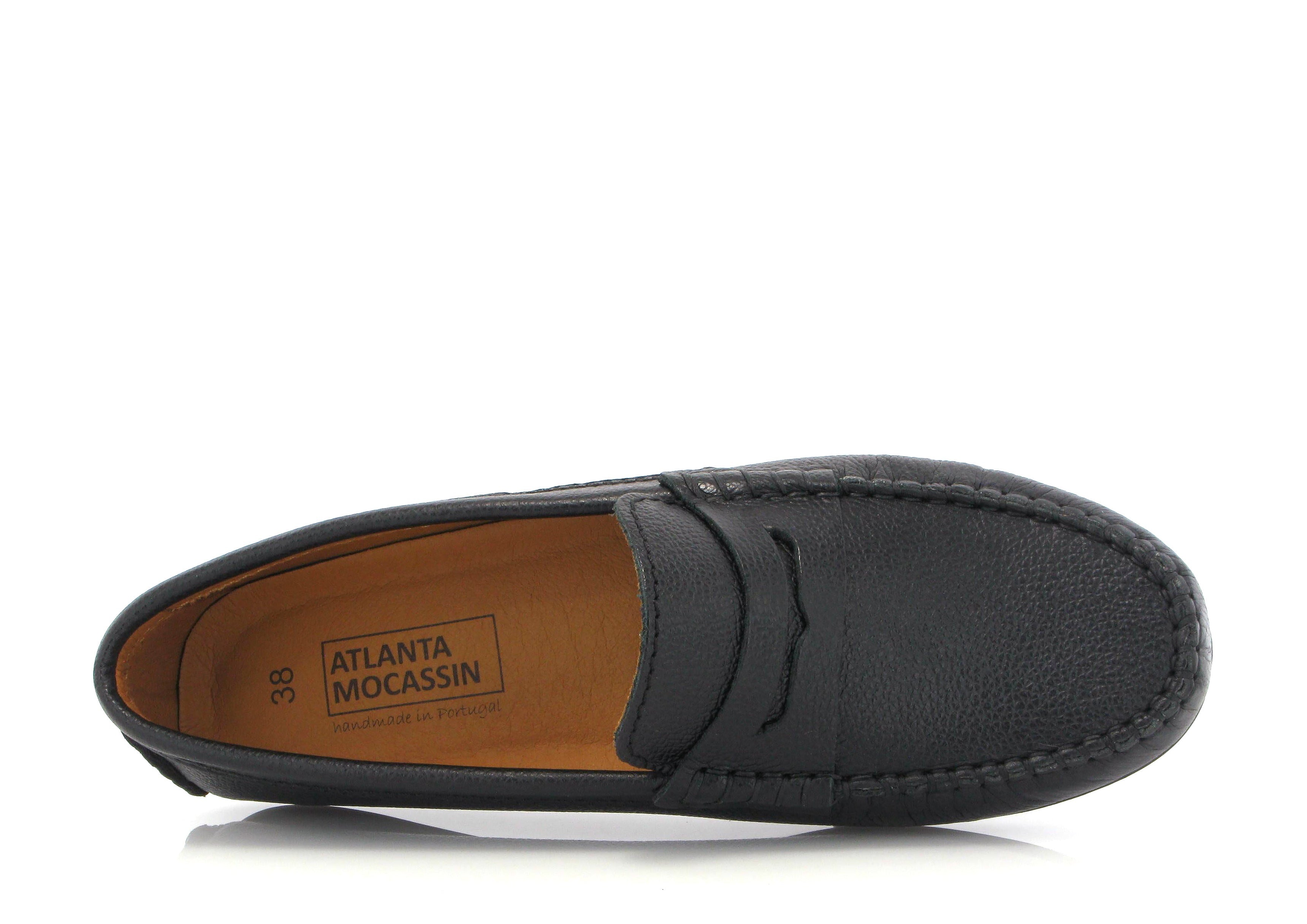 Atlanta Mocassin Black Pebbled Penny Loafer