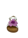 Beberlis White Sandal with Purple Flower