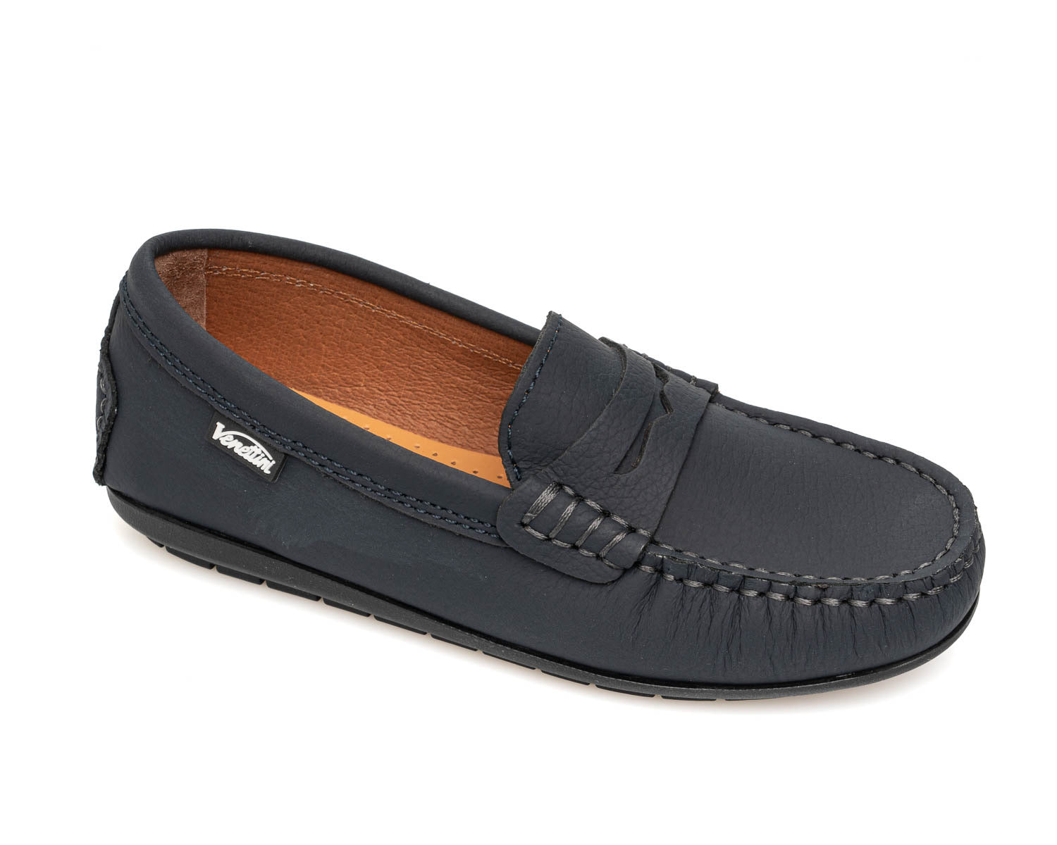 Venettini Navy Embossed Gum Penny Loafer- Reese