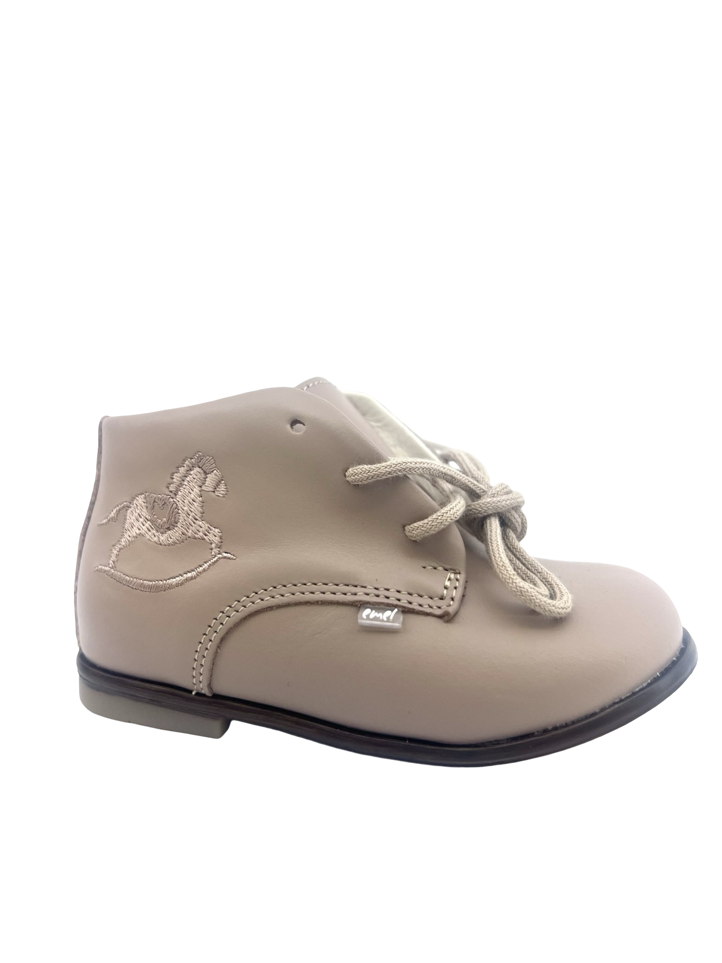 Emel Taupe Baby Shoe with Embroidery