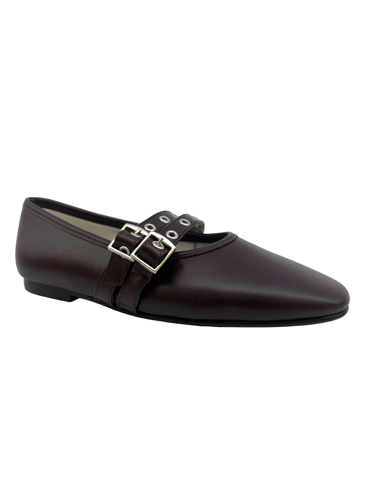 Luccini Bordeaux Double Buckle Ballet Flat