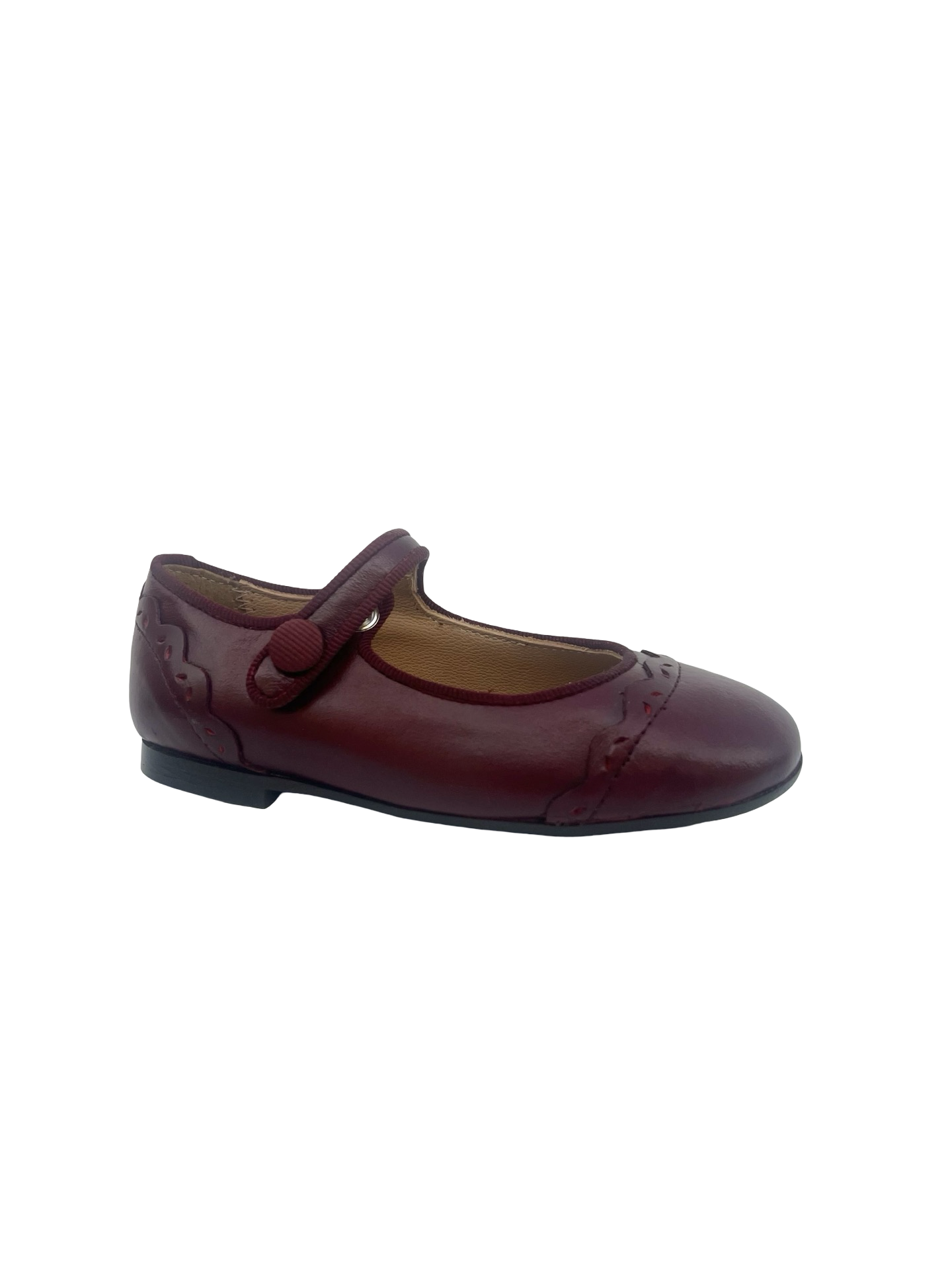 Papanatas  Scalloped Bordeaux Cap Toe Mary Jane