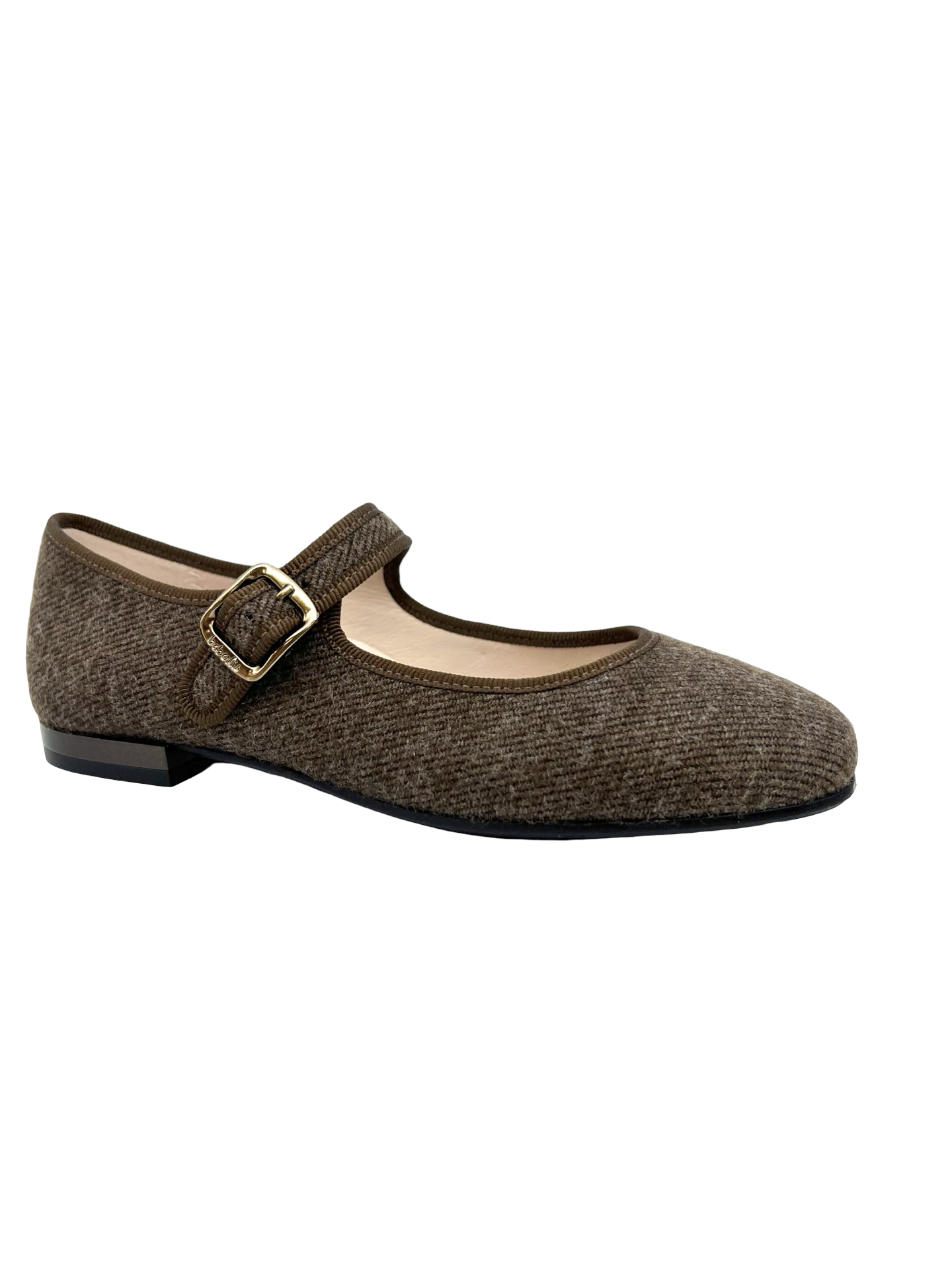 Beberlis Brown Fabric Buckle Mary Jane