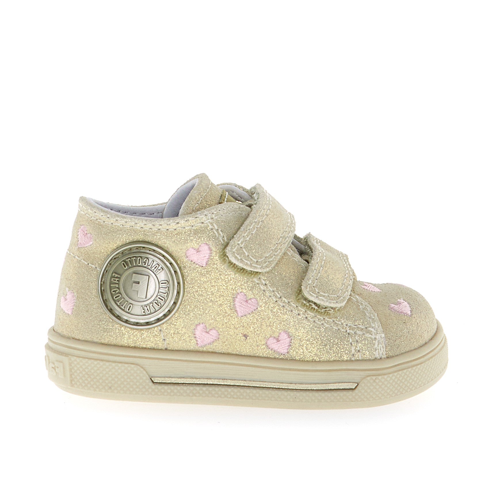 Falcotto Beige Hearts Double Velcro Sneaker- Michael