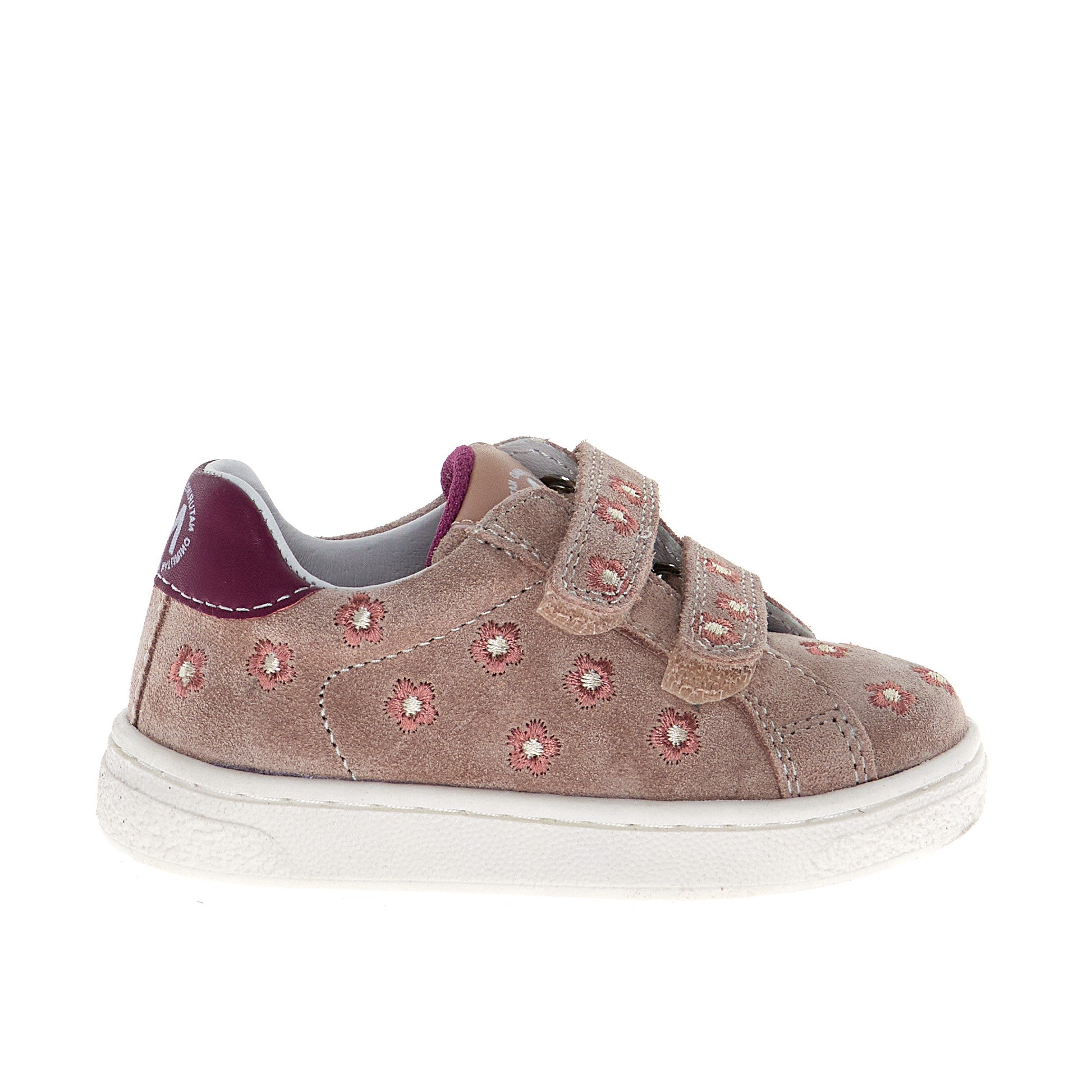 Naturino Rose Suede Embroidered Daisies Double Velcro Sneaker- Phardy