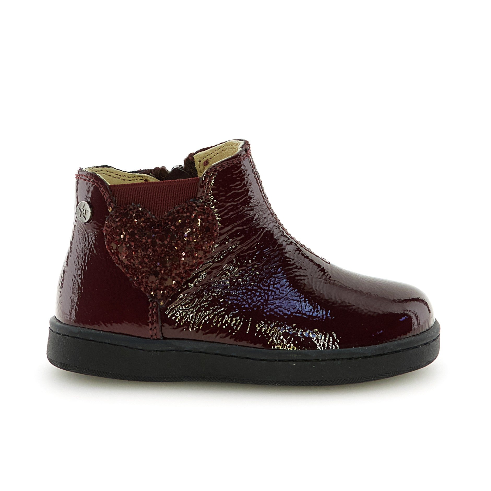 Naturino Bordeaux Patent Heart Bootie- Glarny