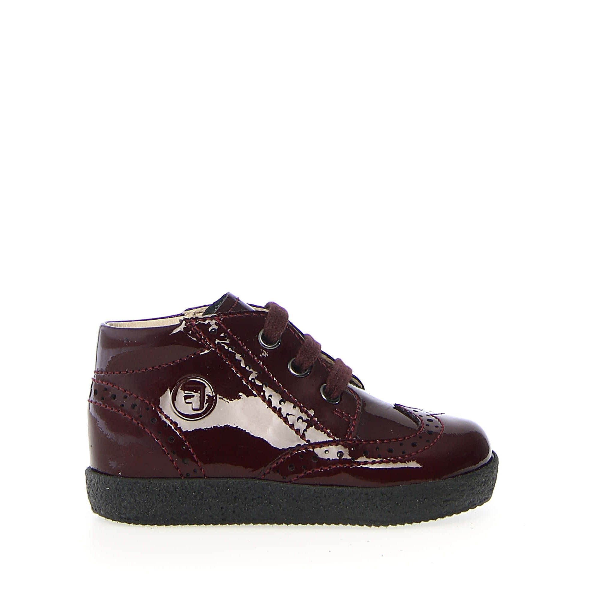 Falcotto Bordeaux Patent Wingtip Laced Baby Bootie- Cupido