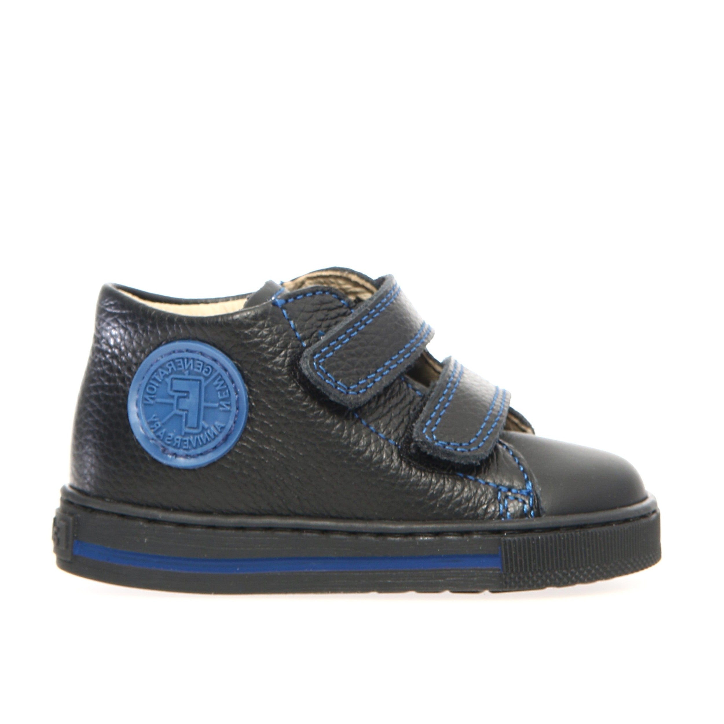 Falcotto Pebbled Black Double Velcro Sneaker- Michael