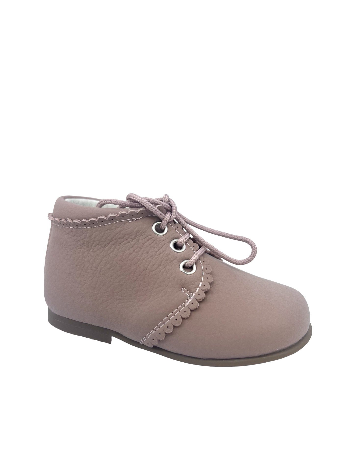 Andanines Dusty Pink Scalloped Baby Bootie