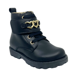 Naturino Black Heart Chain Velcro Laced Bootie with Zip- Emisy
