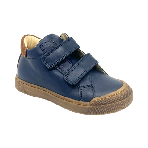 Naturino Navy-Chestnut Hi Top Double Velcro Sneaker- Lovan