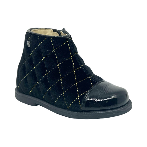 Falcotto Black Quilted Baby Bootie with Zip- Freesya