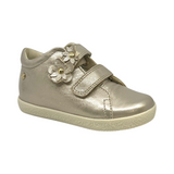 Falcotto Cipria Gold Double Velcro Sneaker with Flowers- Quiqua