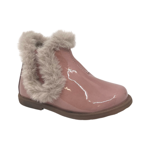 Falcotto Rose Patent Fur Zip Bootie- Winter Wood