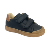 Naturino Black Double Velcro Sneaker with Brown Accents- Eindhoven