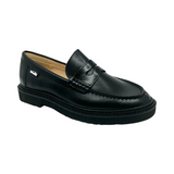 Venettini Black Leather Chunky Penny Loafer