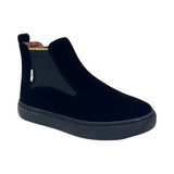 Venettini Black Velvet Bootie with Gold Shimmer Elastic