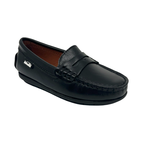 Venettini Black Leather Penny Loafer