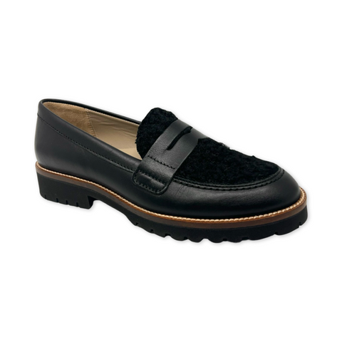 Beberlis Black Sherpa Chunky Penny Loafer