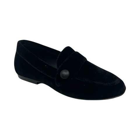 Blublonc Black Velvet Side Strap Loafer