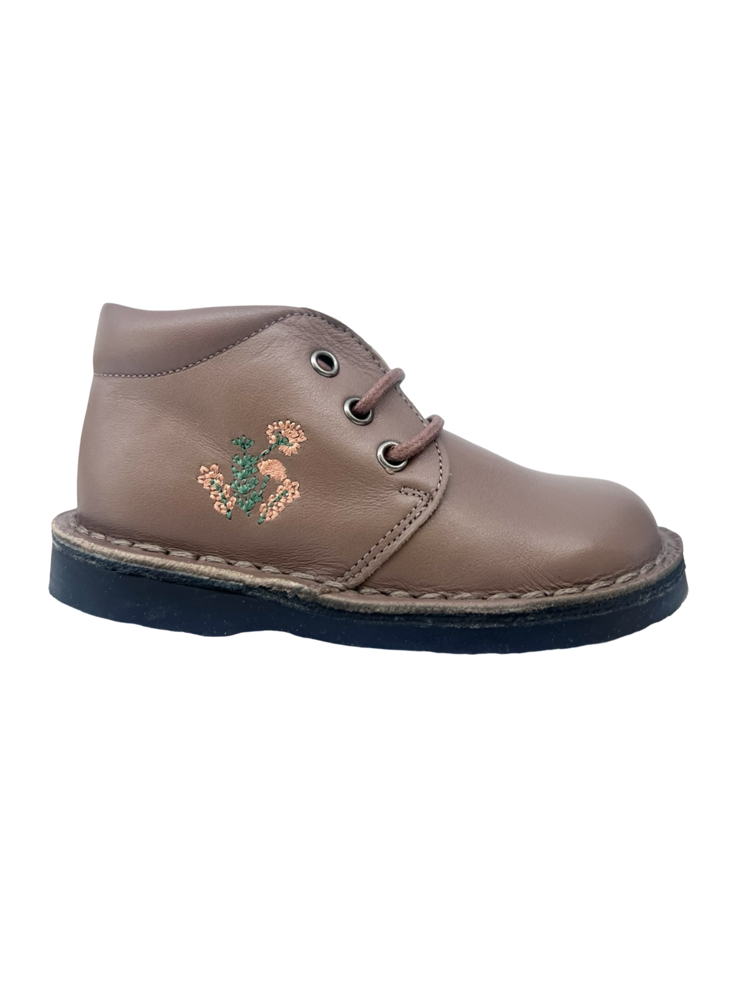 Blublonc Dusty Pink Baby Shoe with Embroidery