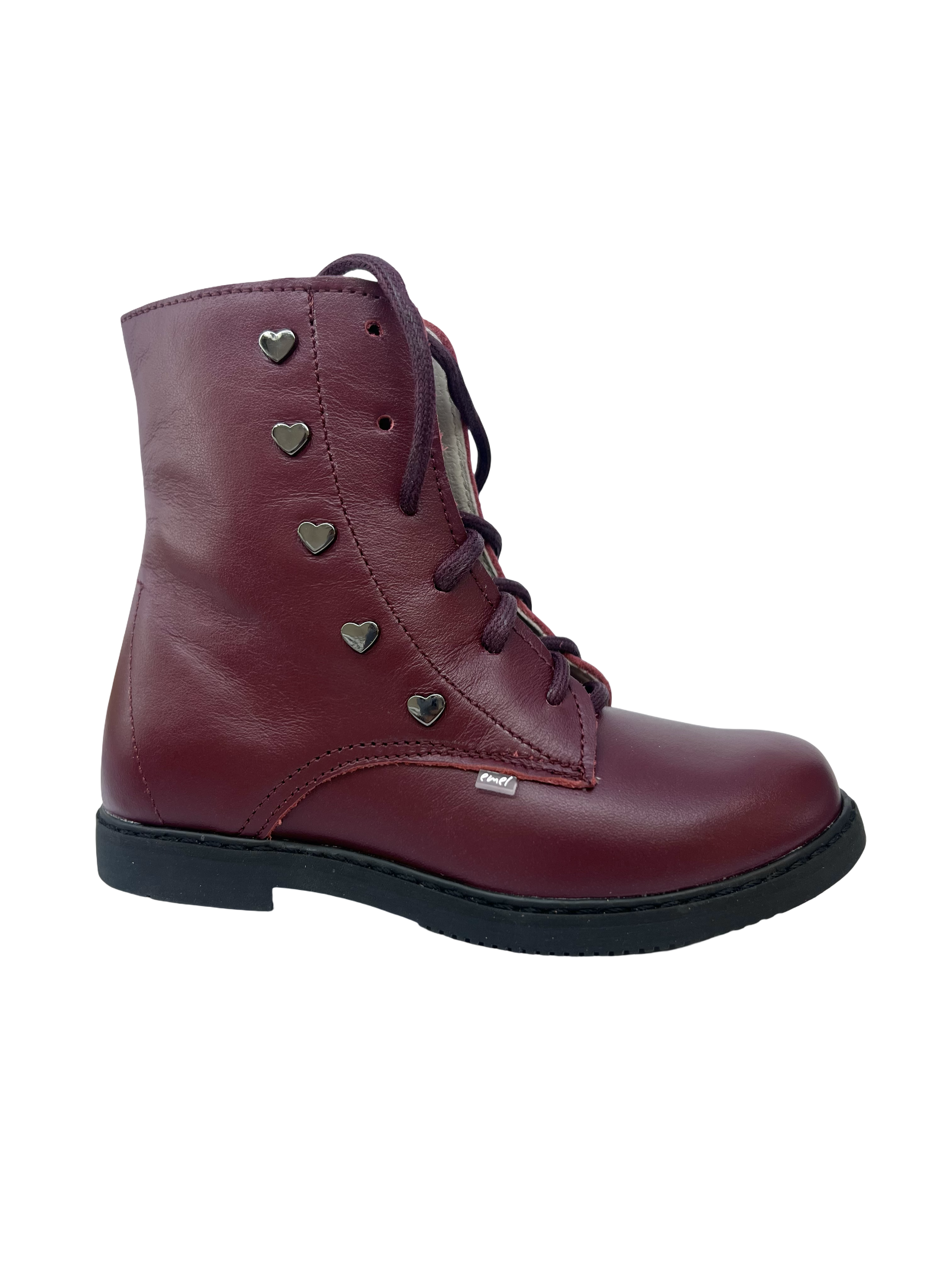 Emel Bordeaux Bootie with Heart Studs