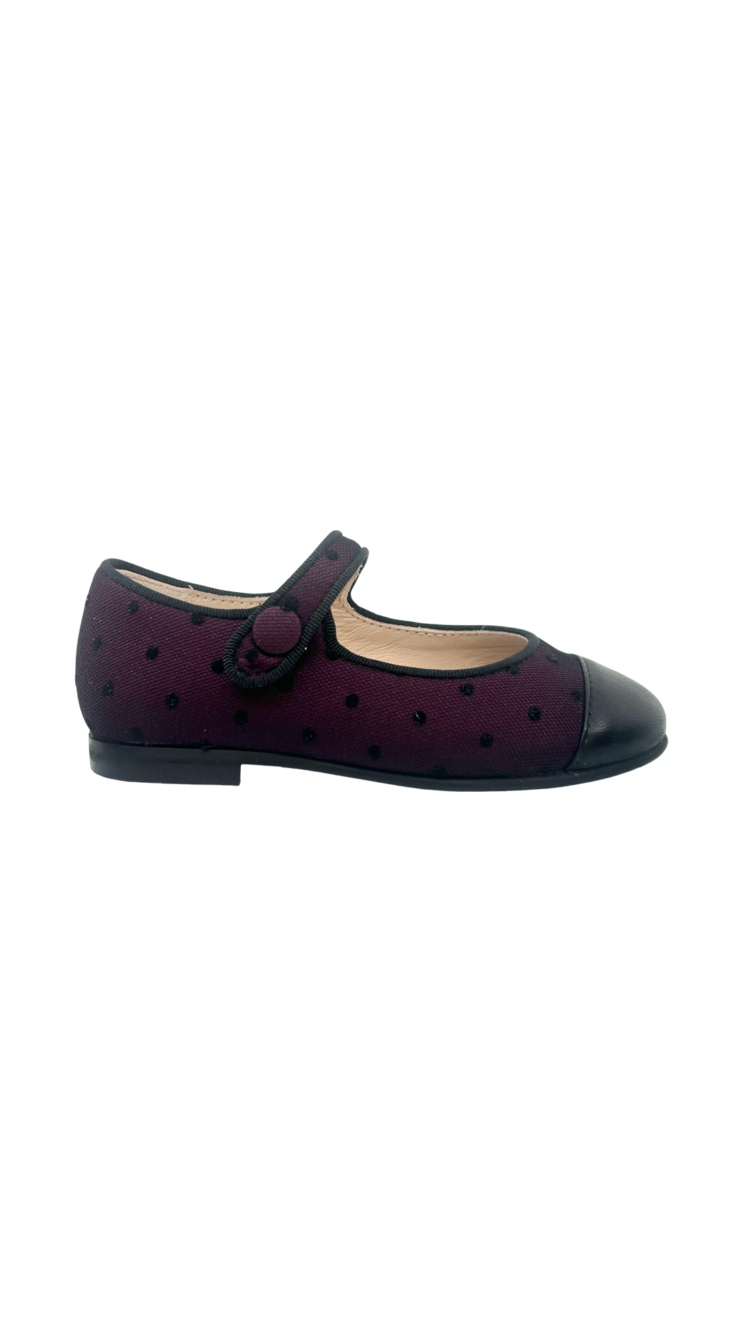 Beberlis Burgundy Dot Cap Toe Mary Jane