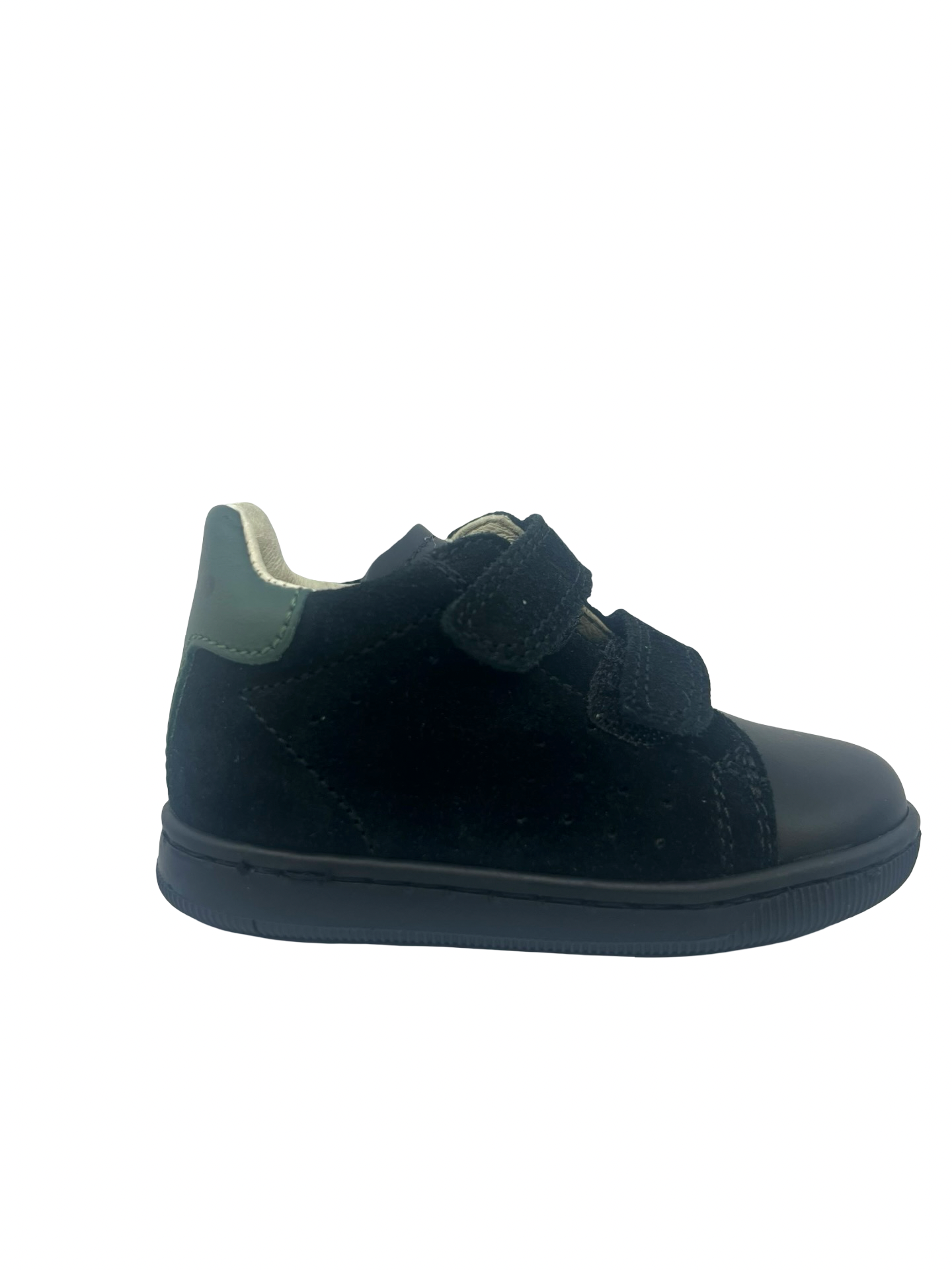 Falcotto Black Suede-Green  Double Velcro Sneaker - Adam