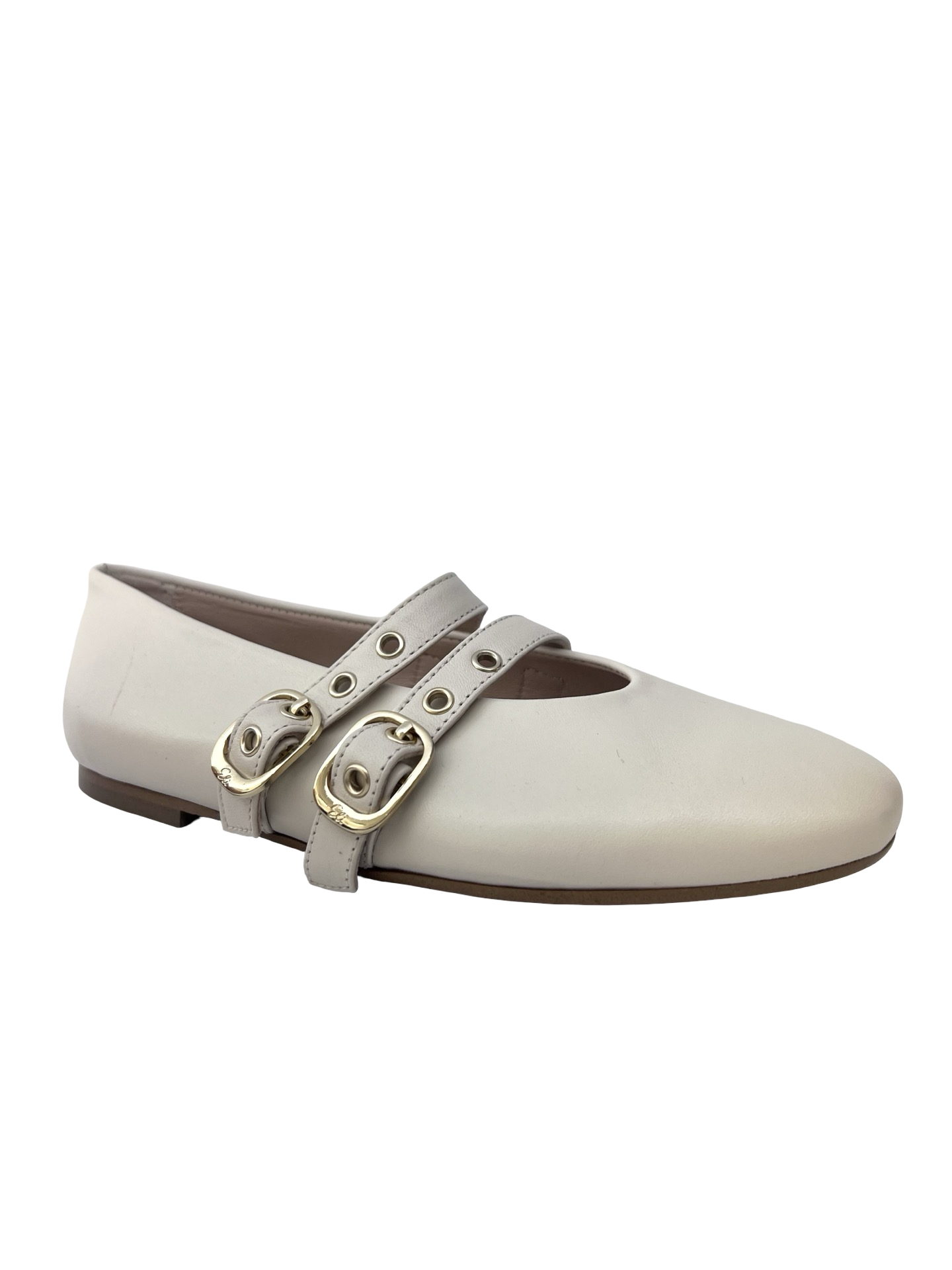 Papanatas Ivory Double Buckle Flat