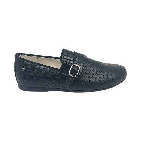 Manuela Black Buckle Smoking Shoe