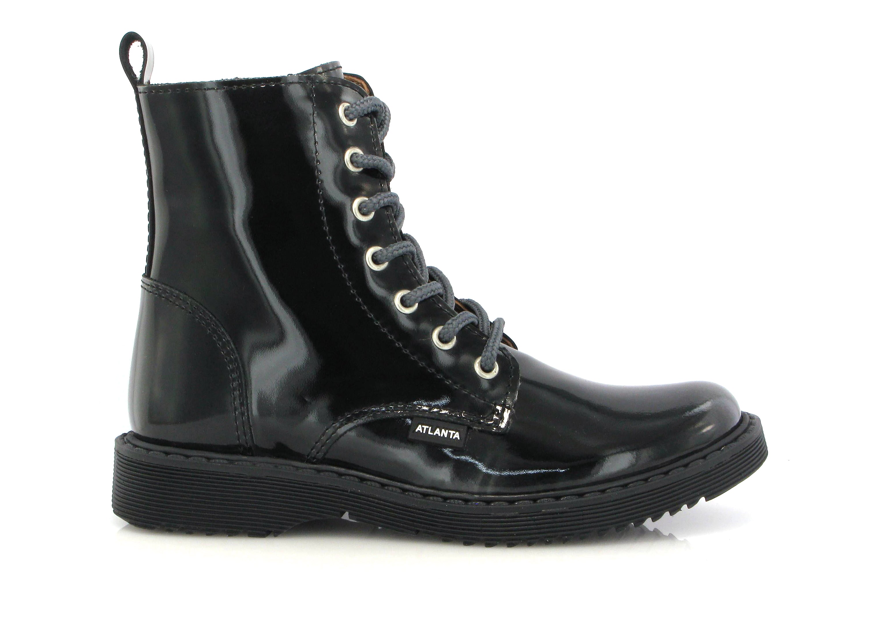 Atlanta Mocassin Gray Patent Zip Bootie